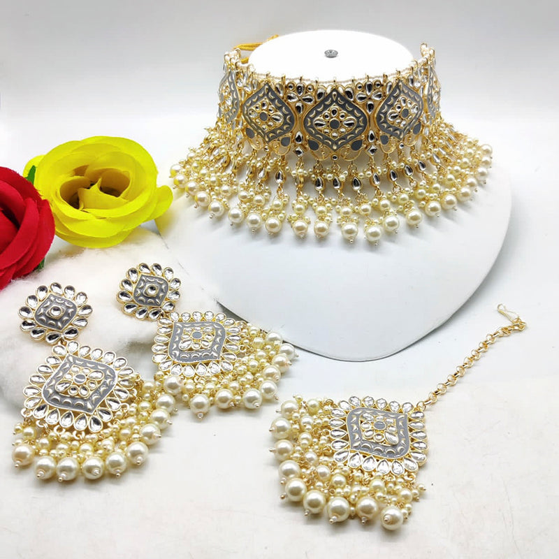 Manisha Jewellery Gold Plated Meenakari & Beads & Kundan Necklace Set