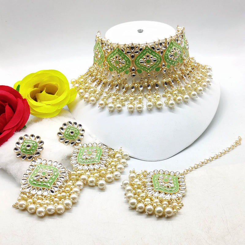 Manisha Jewellery Gold Plated Meenakari & Beads & Kundan Necklace Set