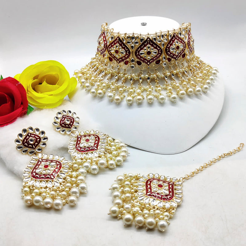 Manisha Jewellery Gold Plated Meenakari & Beads & Kundan Necklace Set