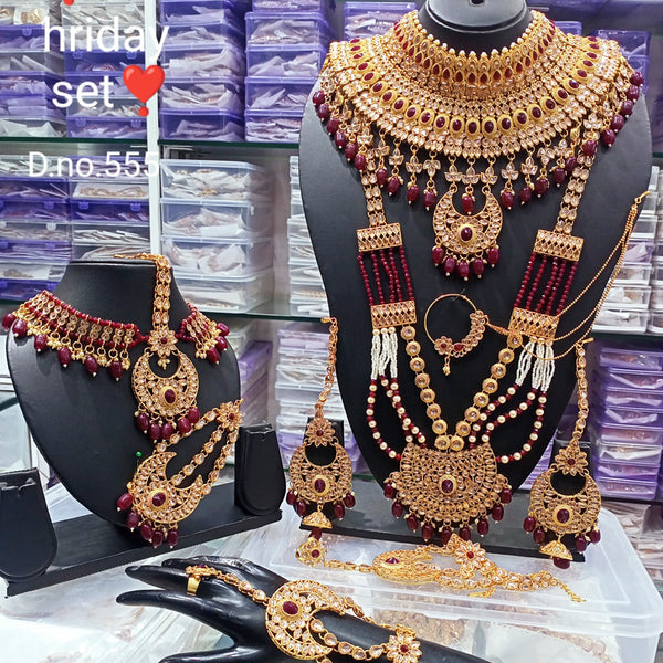Manisha Jewellery Gold Plated Kundan & Beads Bridal Set