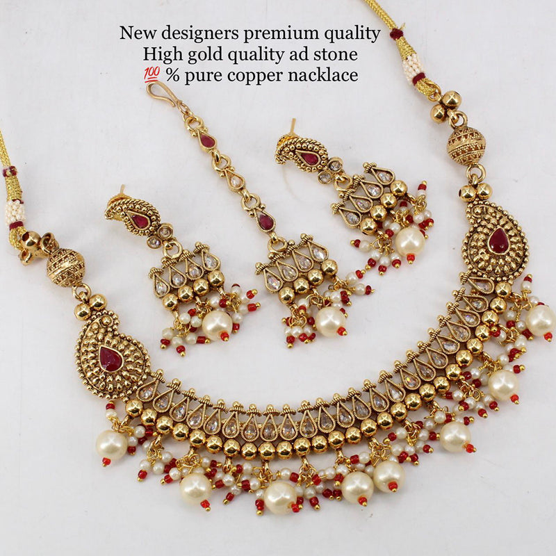 Manisha Jewellery Copper  Ad Stone Traditional Necklace Set