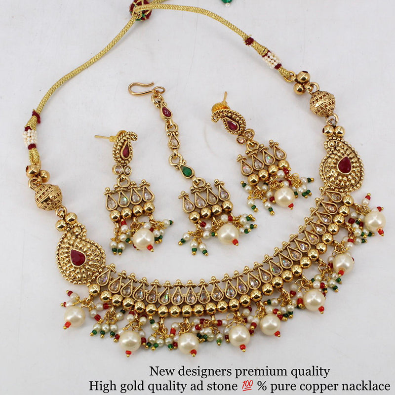 Manisha Jewellery Copper  Ad Stone Traditional Necklace Set
