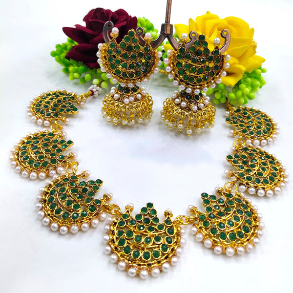Manisha Jewellery Pota Stone & Pearl Choker Necklace Set