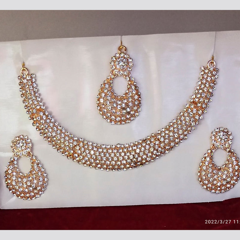 Manisha Jewellery Gold Plated White Austrian Stone Necklace Set
