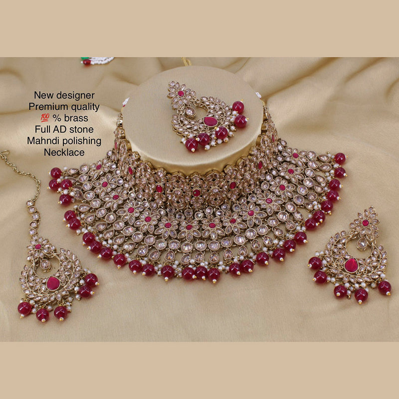 Dark pink necklace set sale