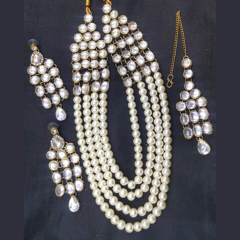 Manisha Jewellery Gold Plated Crystal Stone And Beads Necklace Set