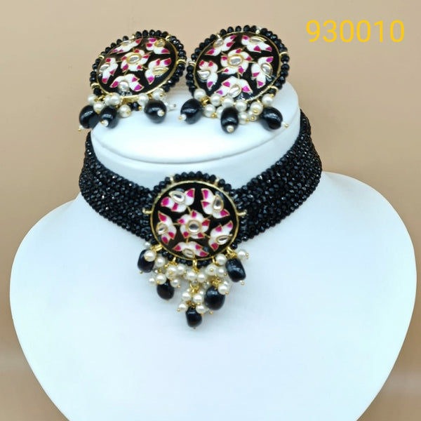 Manisha Jewellery Gold Plated Kundan Stone & Meenakari Beads Choker Necklace Set