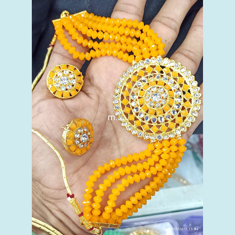 Manisha Jewellery Gold Plated Austrian & Pota Stone Necklace Set