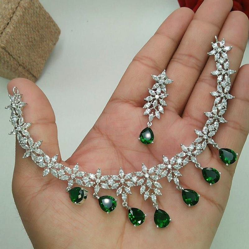 Manisha Jewellery Silver Plated American Diamond Necklace Set