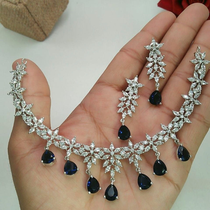 Manisha Jewellery Silver Plated American Diamond Necklace Set