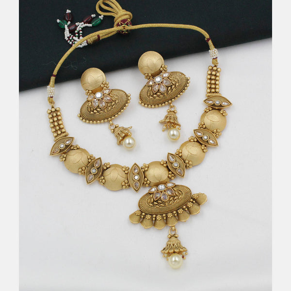 Manisha Jewellery Kundan Stone Gold Plated Choker Necklace Set