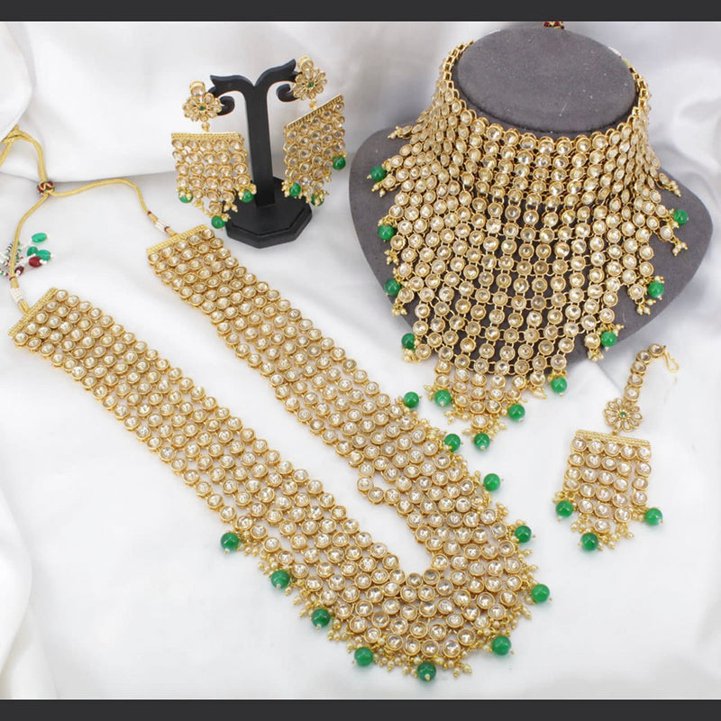 Manisha Jewellery Gold Plated Kundan Stone And Beads Bridal Set