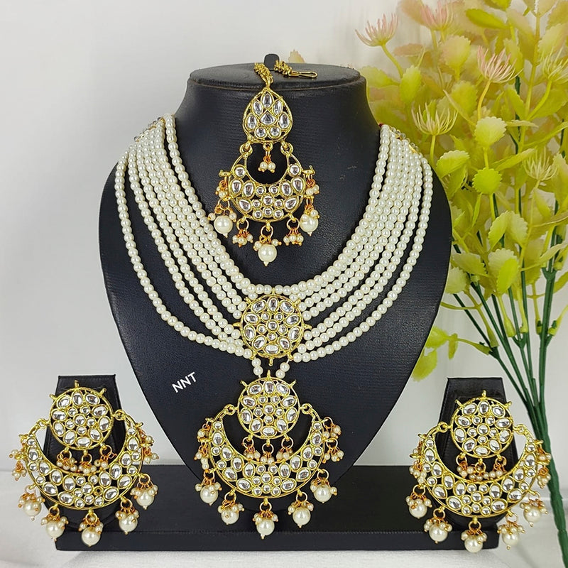 Manisha Jewellery Gold Plated Kundan And Pearl  Designer Necklace Set