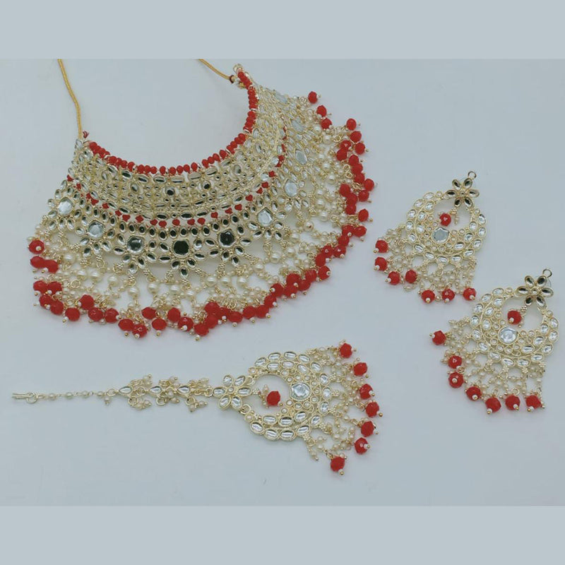 Manisha Jewellery Gold Plated Beads And Mirror Necklace Set