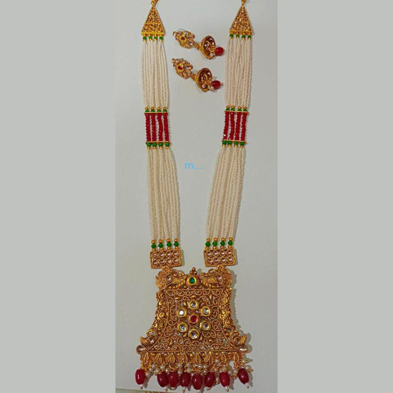 Manisha Jewellery Gold Plated Designer Kundan Stone And Beads Long Necklace Set