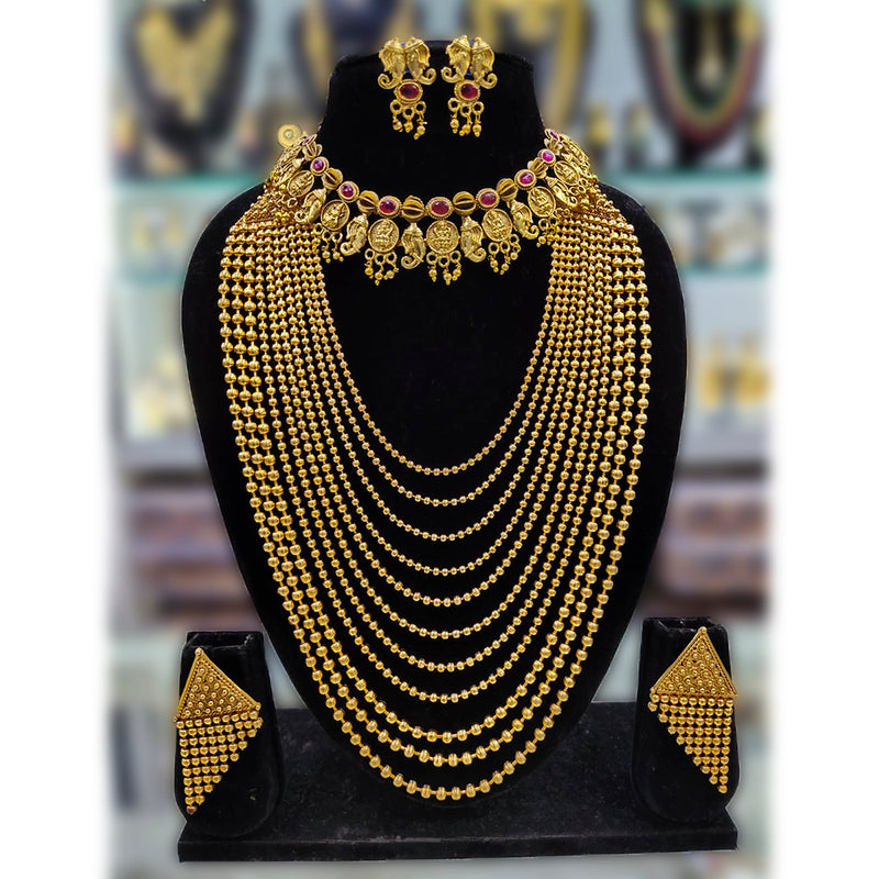 Manisha Jewellery Gold Plated Crystal Stone Double Necklace Set