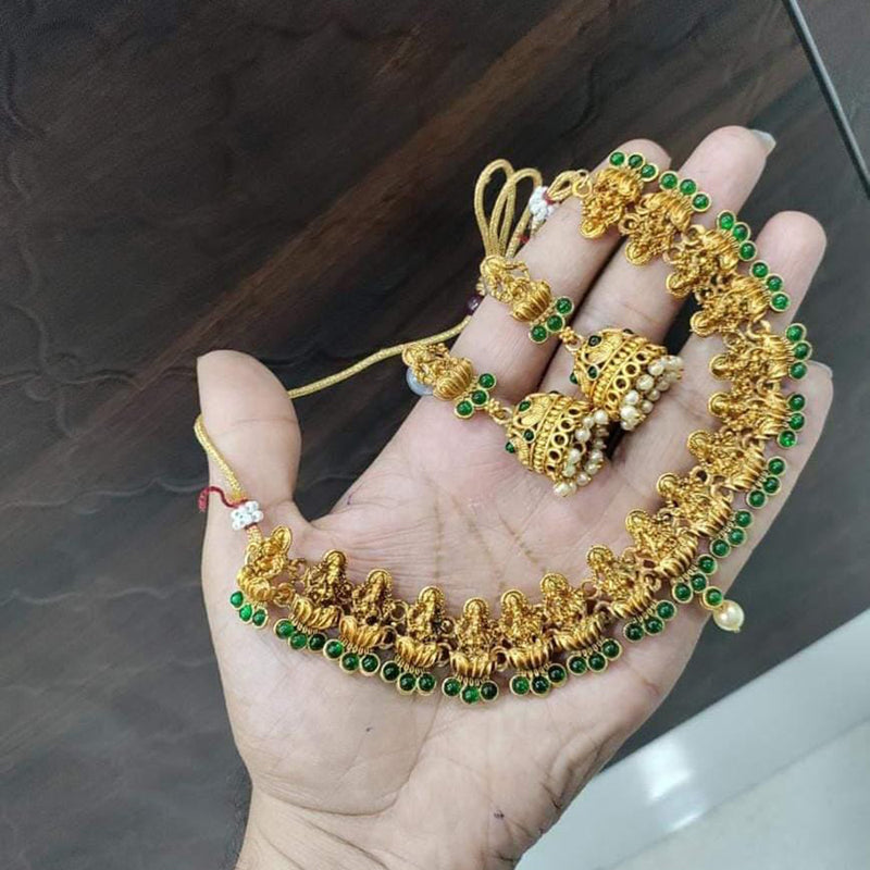 Manisha Jewellery Pota Stone Gold Plated Choker Necklace Set