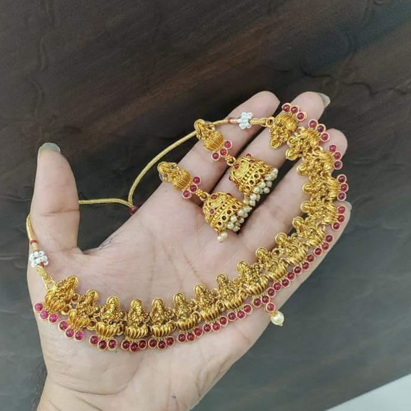 Manisha Jewellery Pota Stone Gold Plated Choker Necklace Set