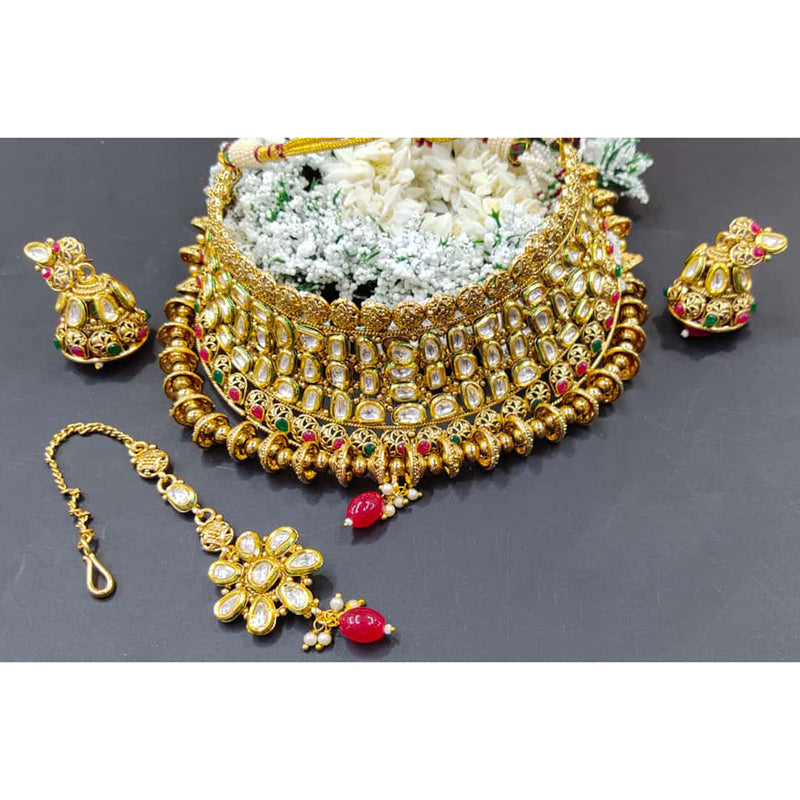 Manisha Jewellery Kundan & Pota Stone Plated Choker Necklace Set