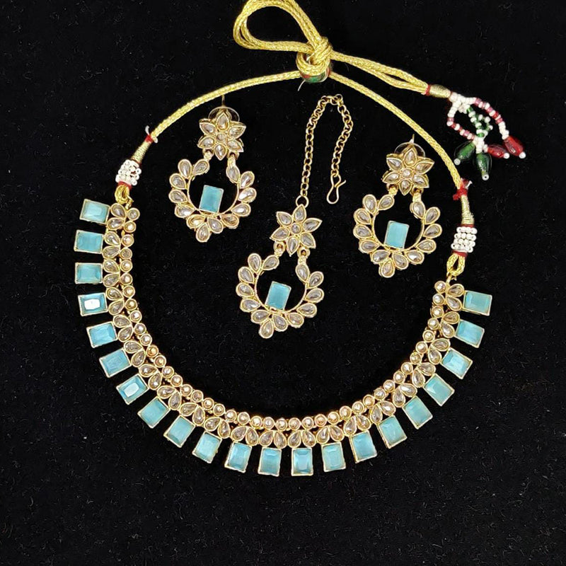 Manisha Jewellery Crystal Stone Gold Plated Choker Necklace Set
