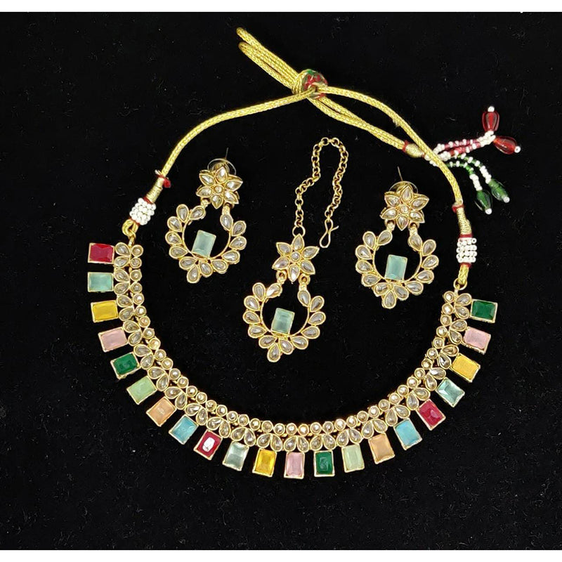 Manisha Jewellery Crystal Stone Gold Plated Choker Necklace Set