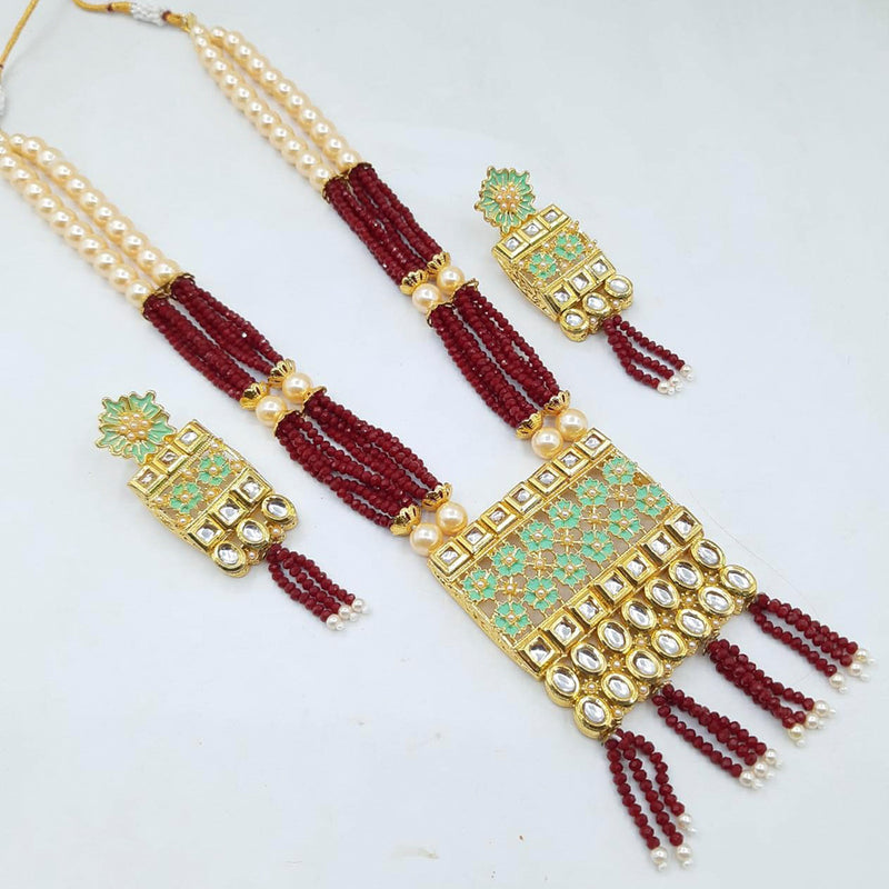 Manisha Jewellery Gold Plated Kundan Stone & Meenakari Haram Necklace Set