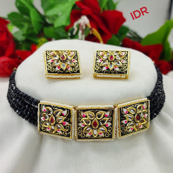 Manisha Jewellery Gold Plated Meenakari And Beads Designer Necklace Set
