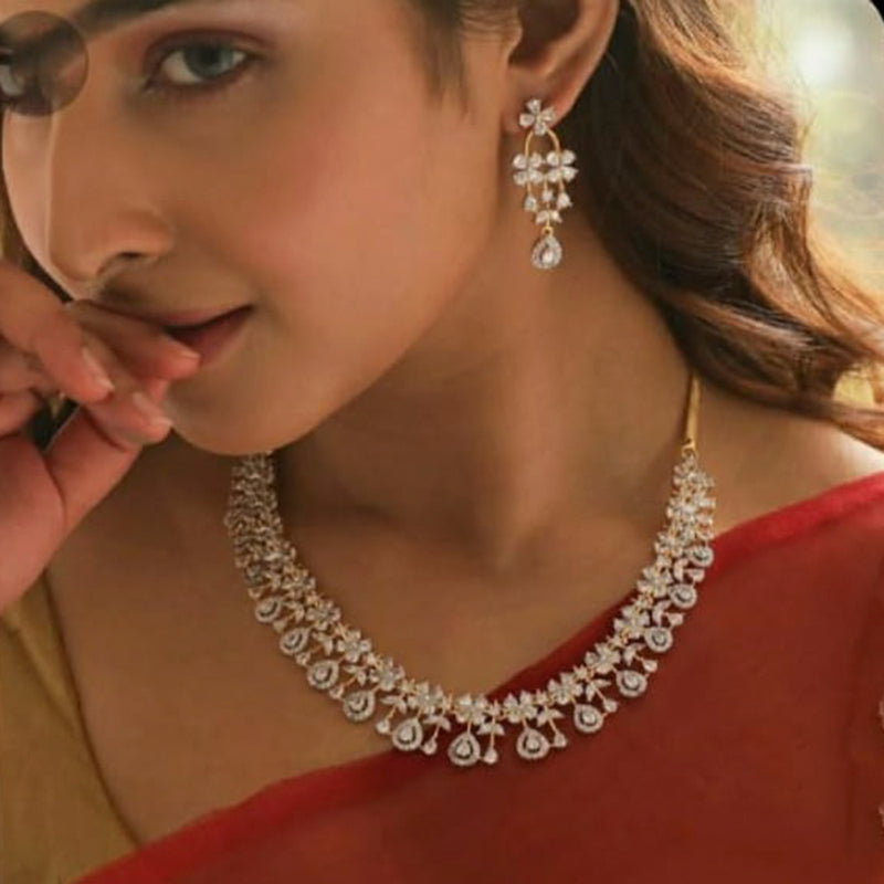Manisha Jewellery Gold Plated American Diamond Necklace Set