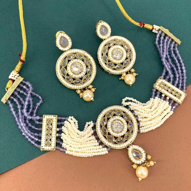 Manisha Jewellery Gold Plated Crystal Stone And Pearl Necklace Set