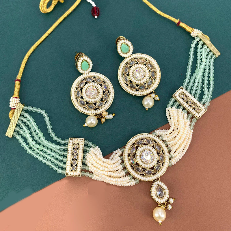 Manisha Jewellery Gold Plated Crystal Stone And Pearl Necklace Set