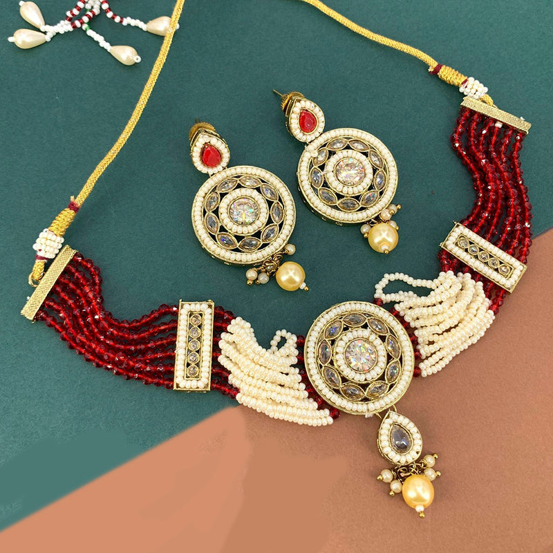 Manisha Jewellery Gold Plated Crystal Stone And Pearl Necklace Set