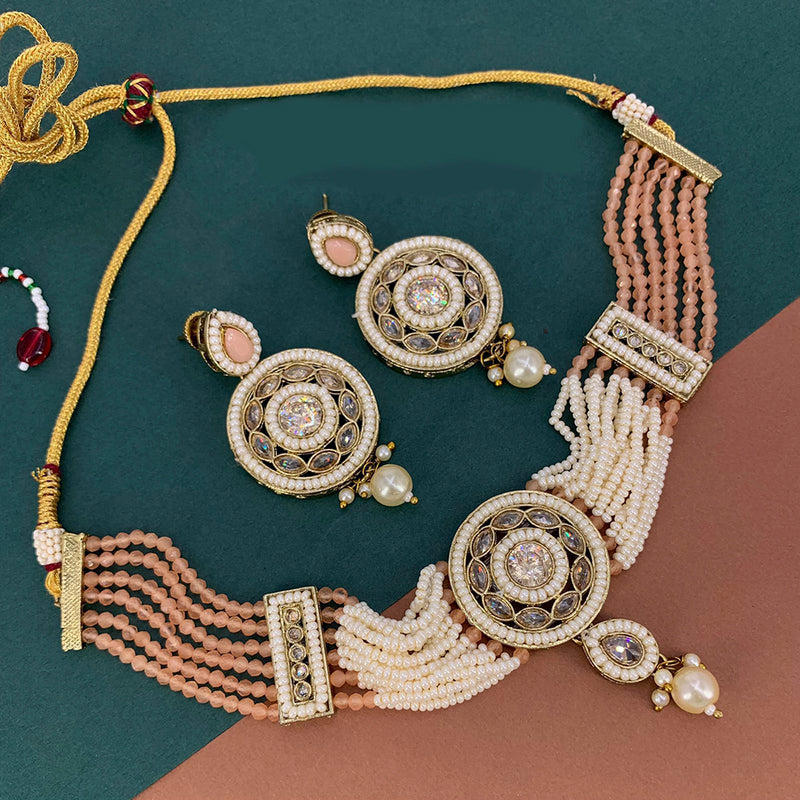 Manisha Jewellery Gold Plated Crystal Stone And Pearl Necklace Set