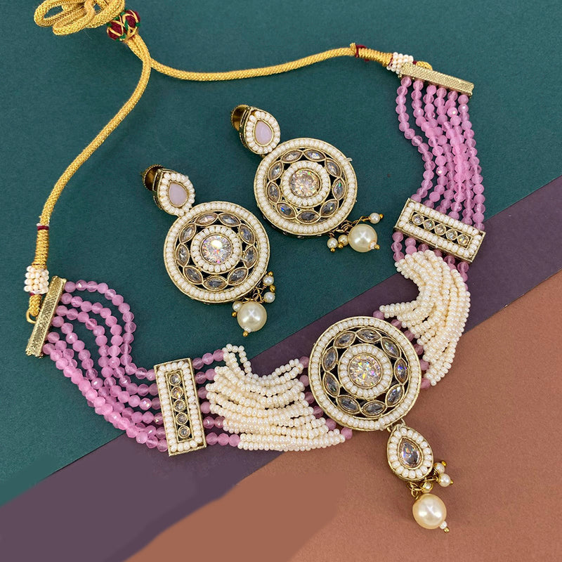 Manisha Jewellery Gold Plated Crystal Stone And Pearl Necklace Set