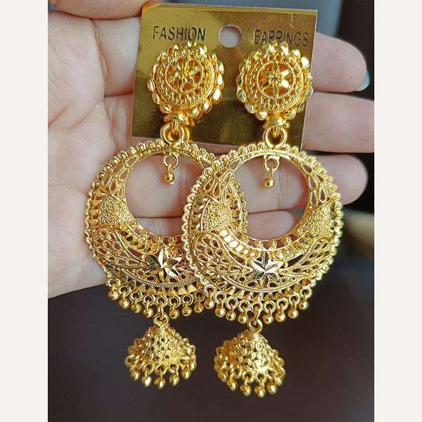 Gold Plated AD stone Big Jhumka Earrings | Latest Designs American Dia –  Indian Designs