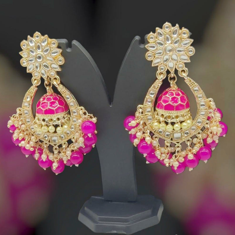 Manisha Jewellery Gold Plated Kundan & Meenakari Jhumki Earrings