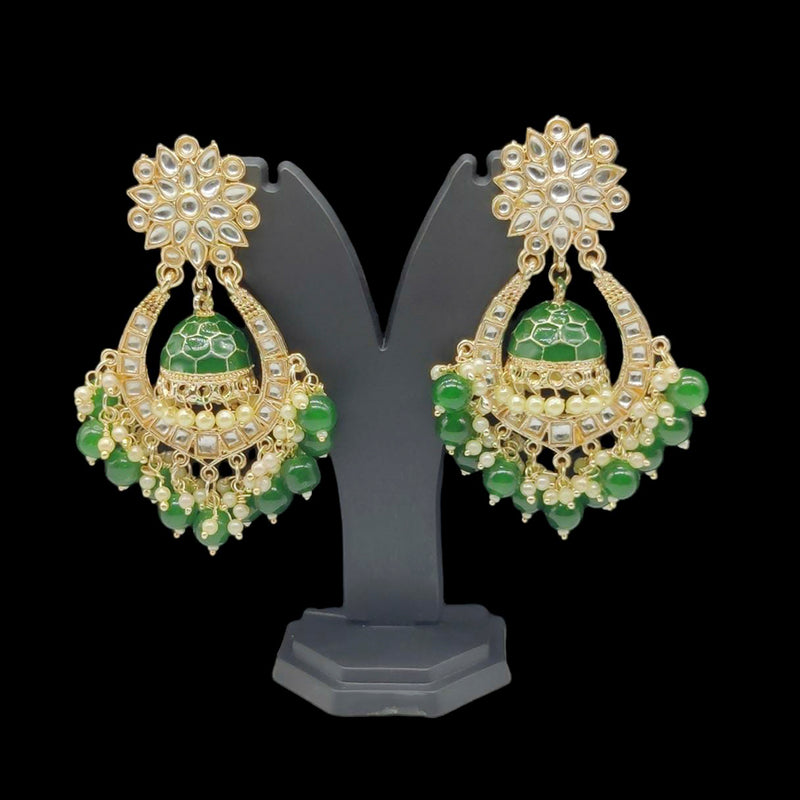 Manisha Jewellery Gold Plated Kundan & Meenakari Jhumki Earrings