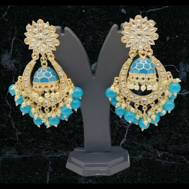 Manisha Jewellery Gold Plated Kundan & Meenakari Jhumki Earrings