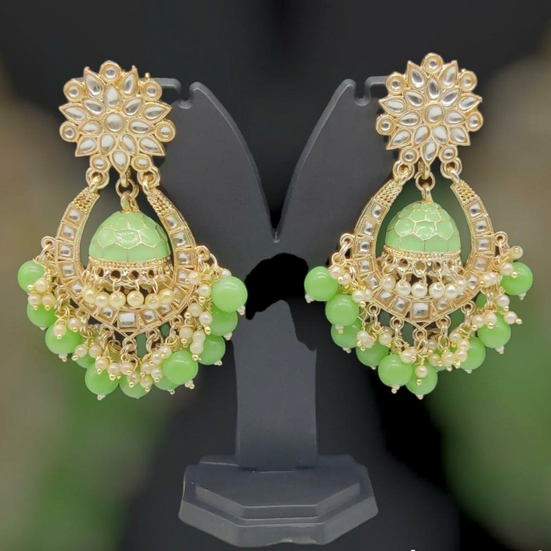 Manisha Jewellery Gold Plated Kundan & Meenakari Jhumki Earrings