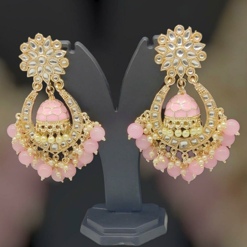 Manisha Jewellery Gold Plated Kundan & Meenakari Jhumki Earrings