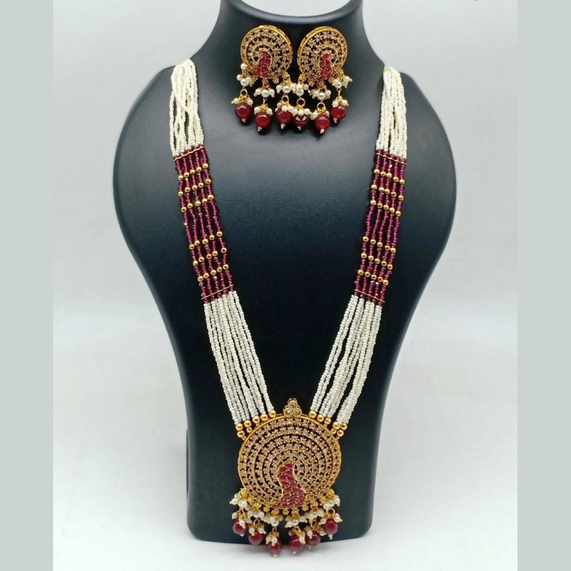 Buy Designer Gajari Pink Long Necklace Set Party Wear Online at Best Price  | Cbazaar