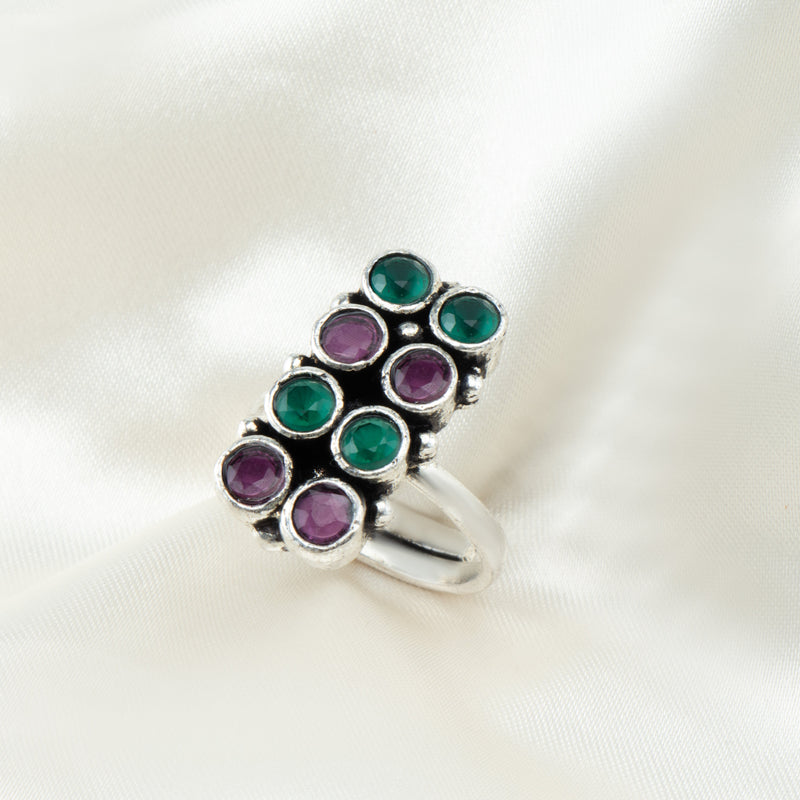 Nipura Multicolour Polki Statement Ring