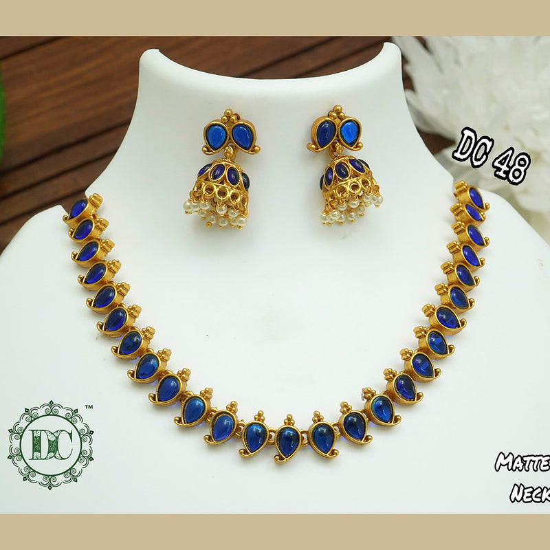 Premium Quality Gold Finish Real Stone Blue Stones With Flower Design With  Jhumki Necklace Set Buy Online
