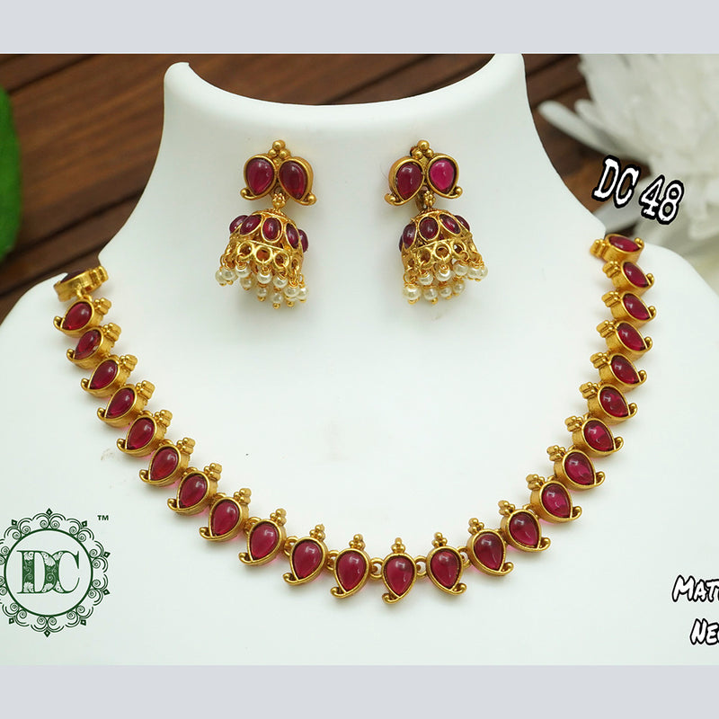 Diksha Collection Gold Plated Pota Stone  Necklace Set