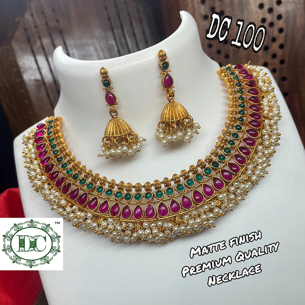 Diksha Collection Gold Plated Choker Necklace Set