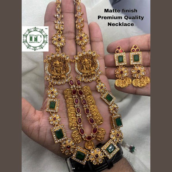 Diksha Collection Gold Plated Ad Stone Necklace Set