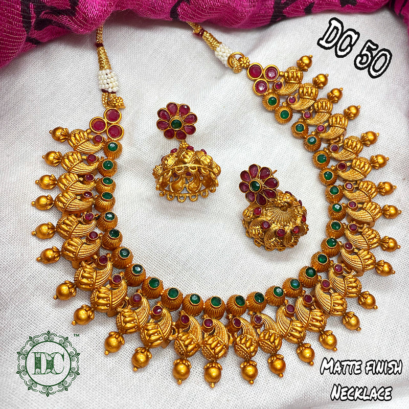 Diksha Collection Gold Plated Pota Stone Necklace Set