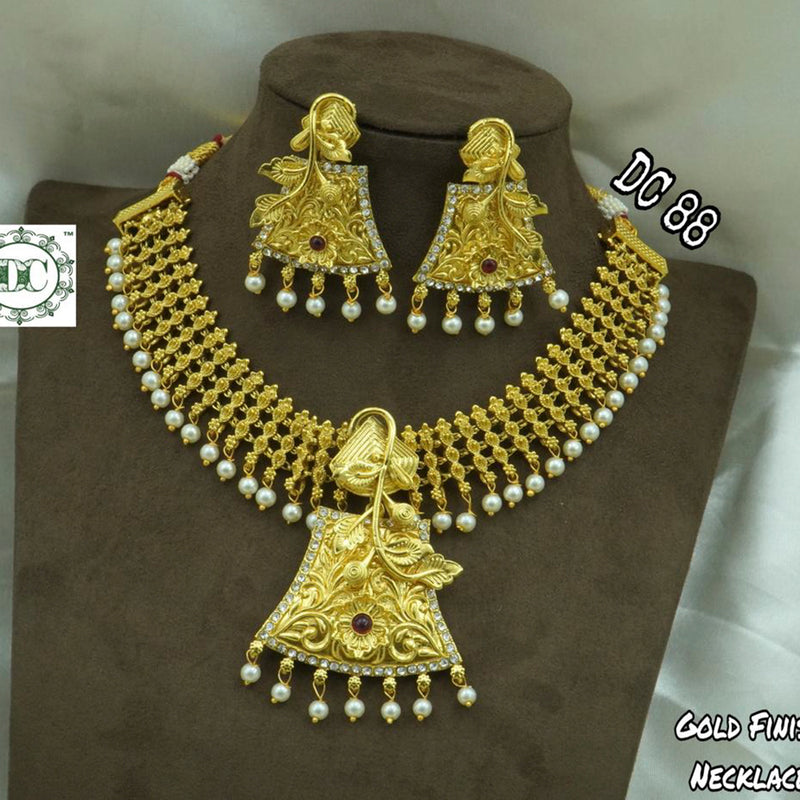 Diksha Collection Gold Plated Choker Necklace Set