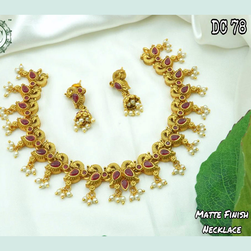 Diksha Collection Gold Plated Choker Necklace Set