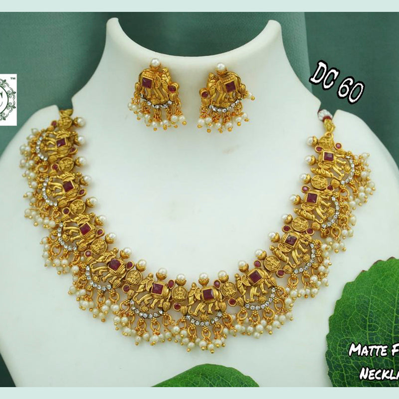 Diksha Collection Gold Plated Choker Necklace Set