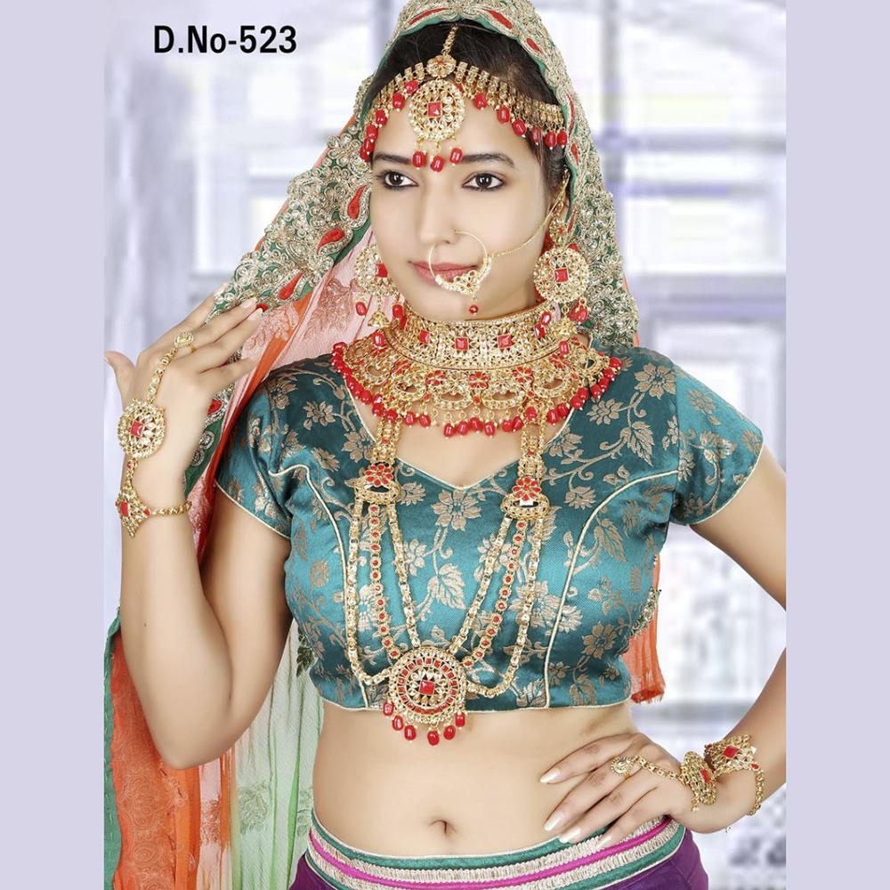 Neetu Art Gold Plated Red Stone And Kundan Bridal Jewellery Set for Women - NABridal03